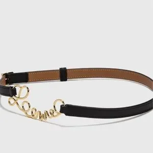 Loewe Word Belt Black Gold Size 95 Loewe - Black & Gold Round Soft Leather Belt | Mitchell Stores main image 4